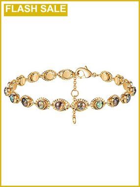 Dainty Chain Bracelet for Women, 14K Gold Plated, Adjustable Link